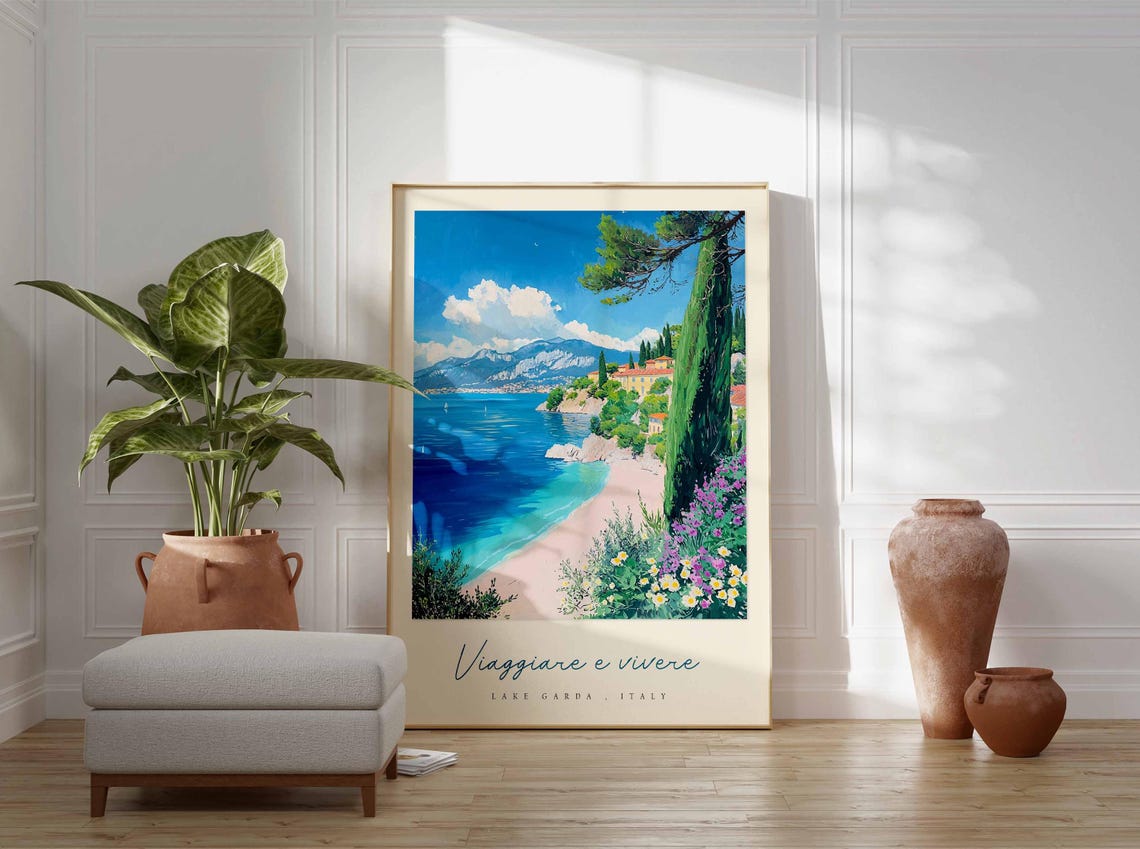 Lake Garda Poster Italian Travel Print Lake Garda Travel Art Lake Garda Wall Art Italy Art Italy Travel Decor Italian Travel Gift - Image 3