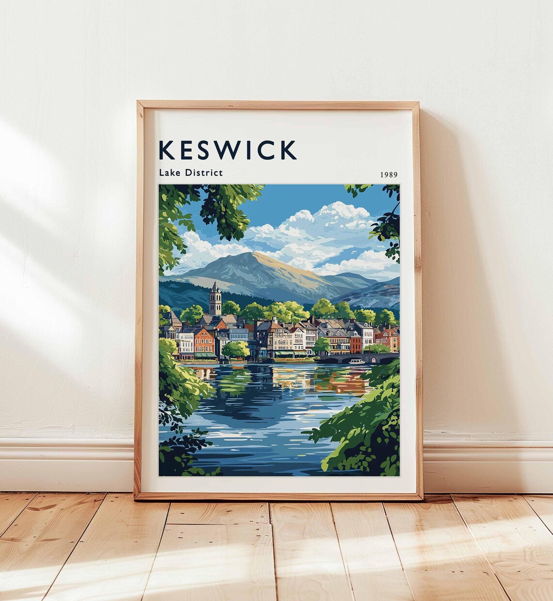 Keswick Lake District England Vintage 1989 Retro Travel Poster