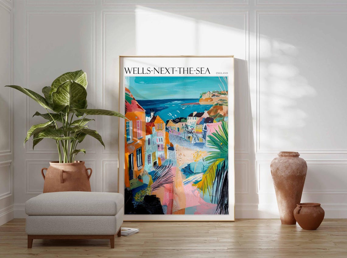 Wells Next The Sea Poster Norfolk Poster Uk Travel Poster Coastal Wall Art British Decor Wells Next The Sea Travel Print Norfolk Decor - Image 2
