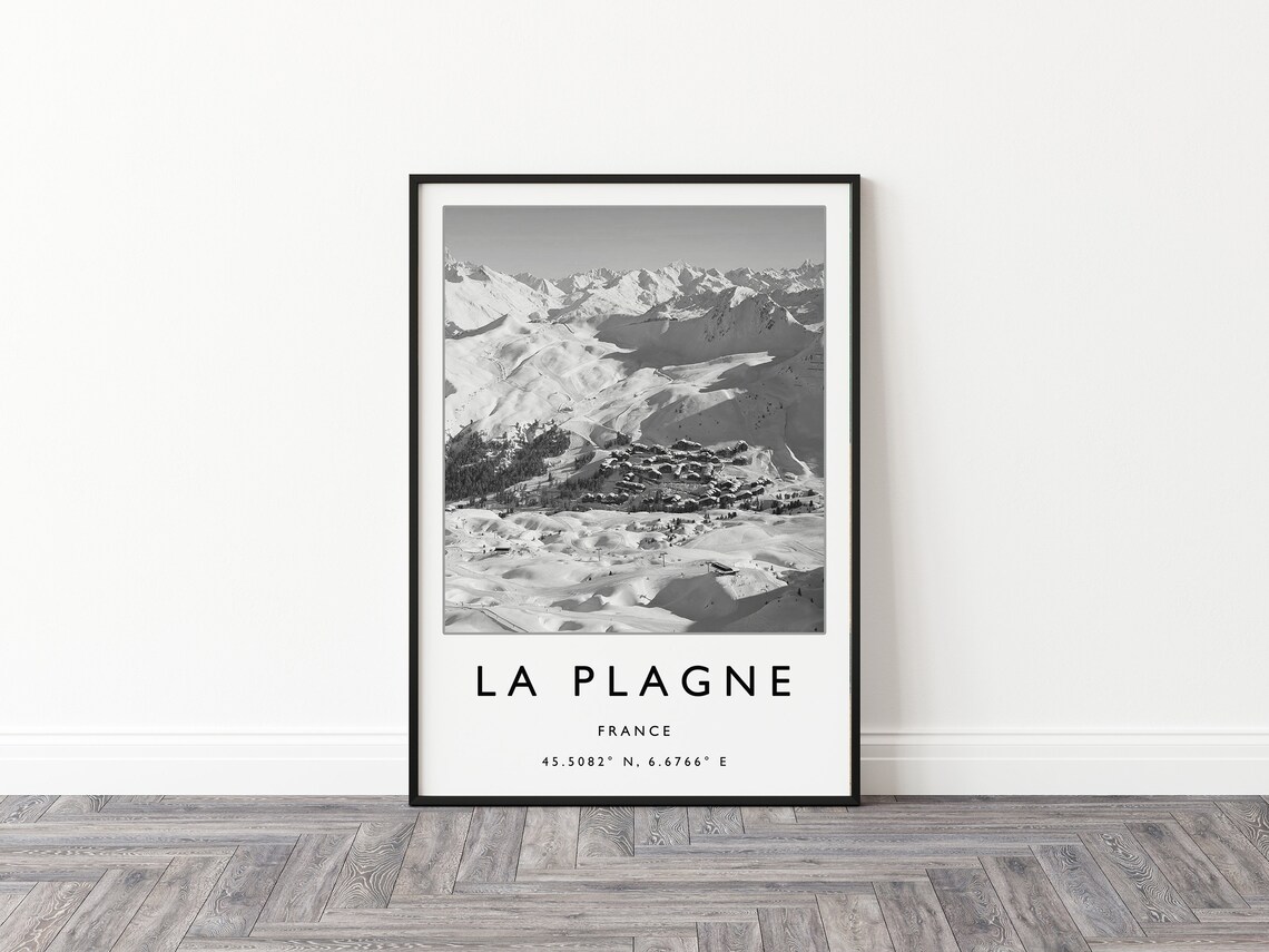 La Plagne France Skiing Travel Poster, Winter Sport Art - Image 2