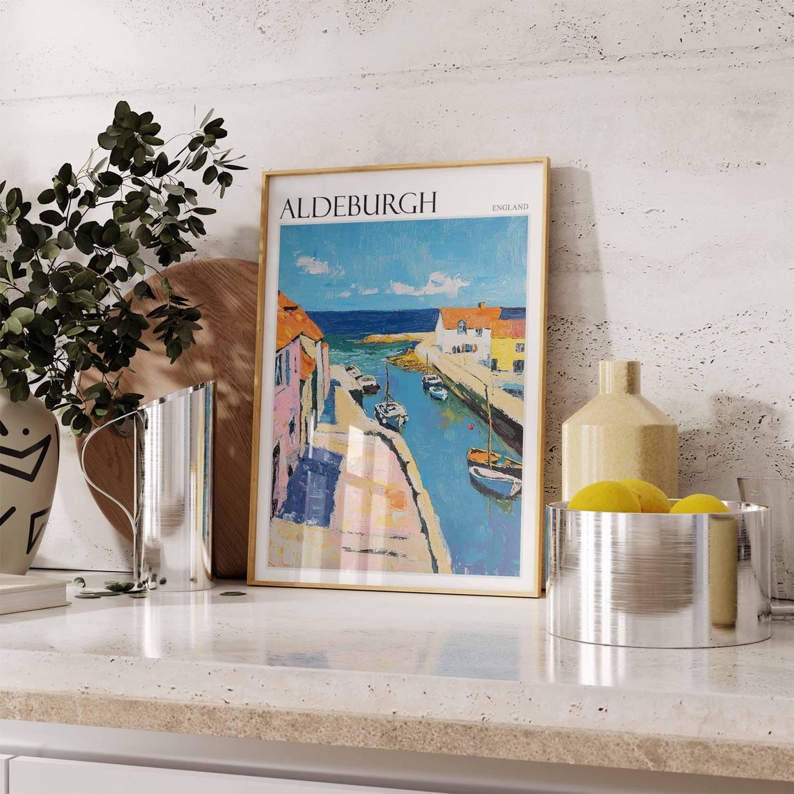 Aldeburgh Impressionist Harbour Boats Quay Suffolk England Poster - Image 2