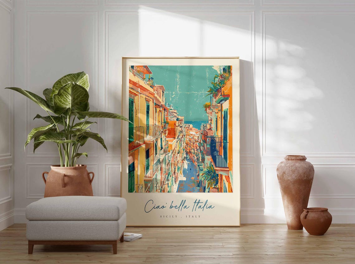 Sicily Poster Italian Travel Print Sicily Travel Art Sicily Wall Art Italy Art Italy Travel Decor Italian Travel Gift - Image 3
