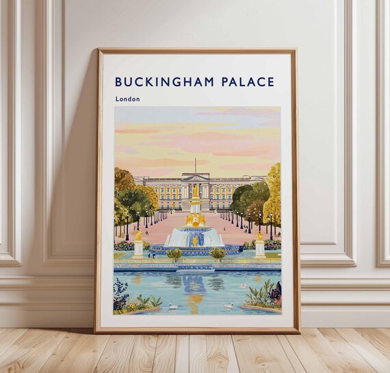 Buckingham Palace London Victoria Memorial Sunset Fountain Poster