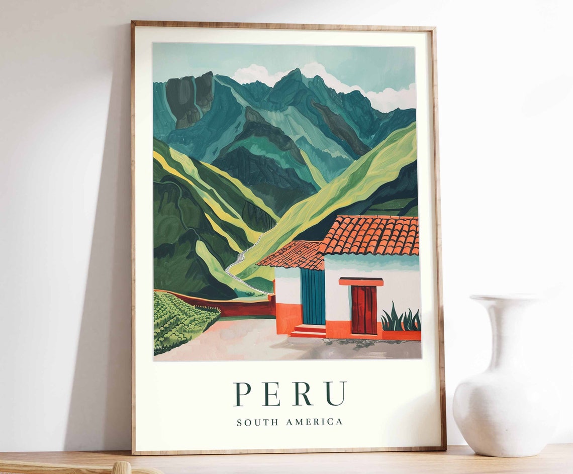 Peru South America Andes Valley Terracotta Cottage Art Poster