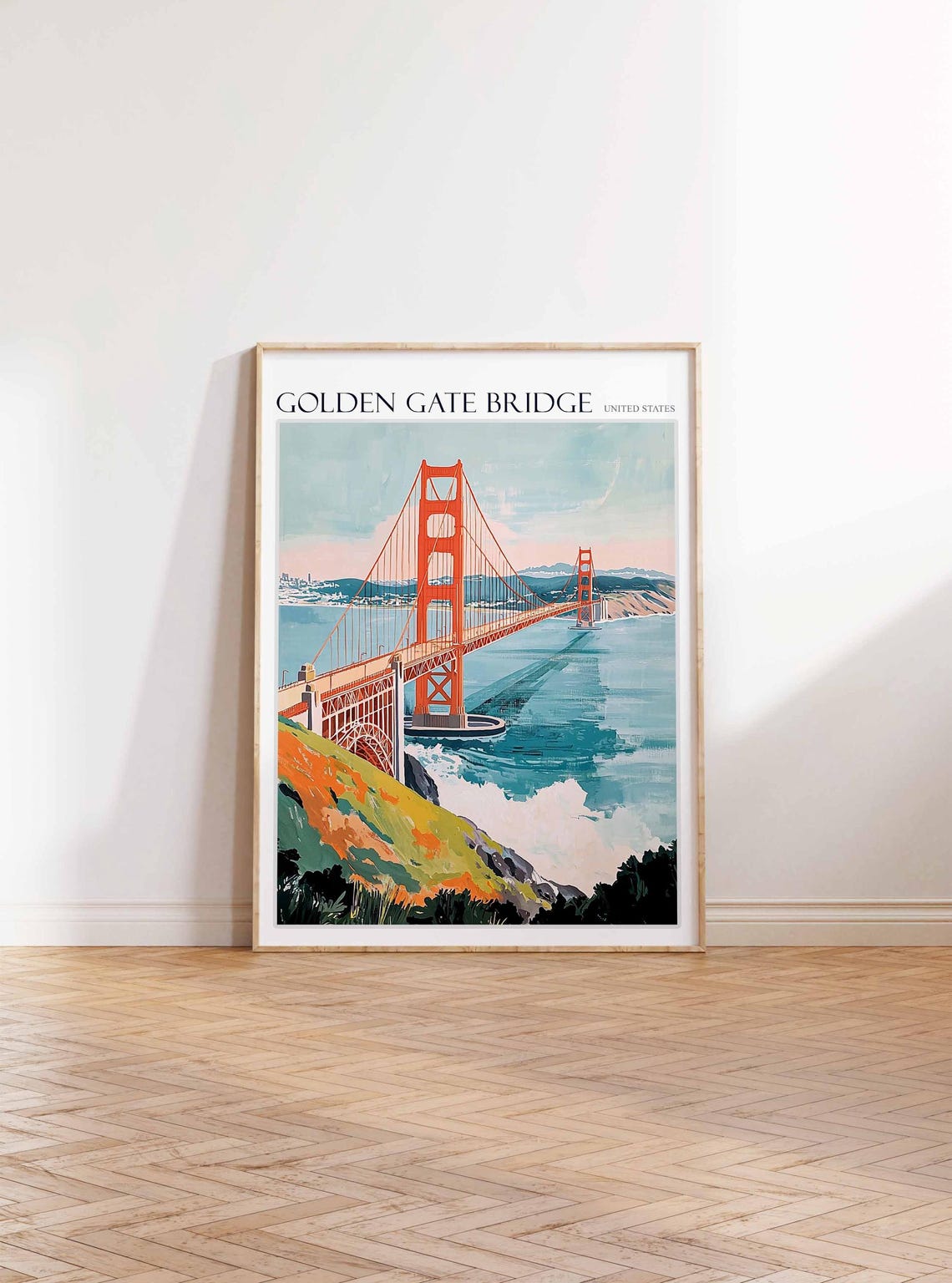 Golden Gate Bridge San Francisco California Vintage Art Poster - Image 2