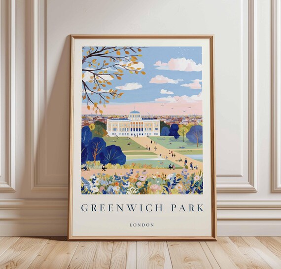 Greenwich Park London Travel Poster British Landscape Art