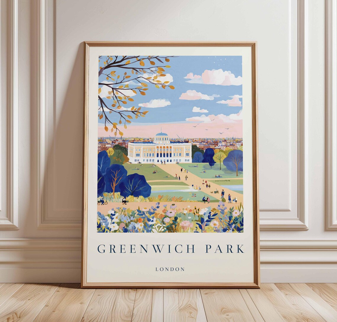 Greenwich Park London Travel Poster British Landscape Art