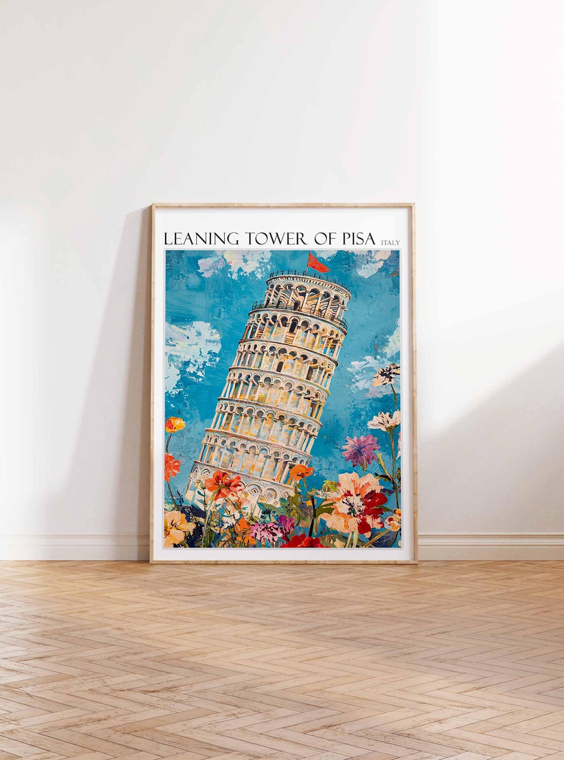 Leaning Tower Of Pisa Poster Leaning Tower Of Pisa Travel Print Italian Travel Poster Tropical Decor Travel Gift Coastal Decor - Image 3