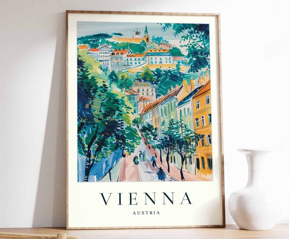 Vienna Poster Vienna Travel Print Austria Wall Art Austrian Travel Print Tropical Decor Sea Print Vienna Gift Vienna Travel Poster