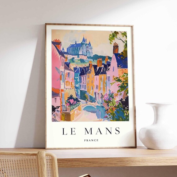 Le Mans France Poster Colorful Cityscape Travel Art Print