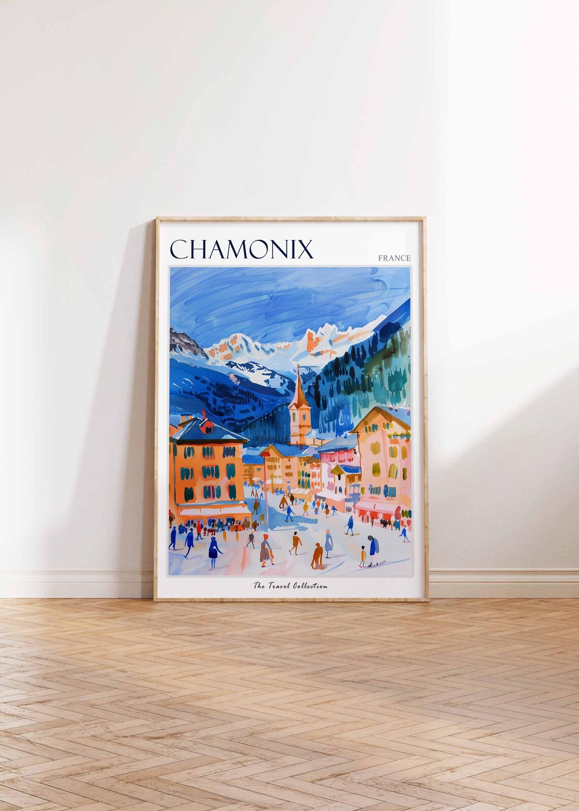 Chamonix France Ski Resort Town Mountain Snow Scene Travel Poster - Image 2