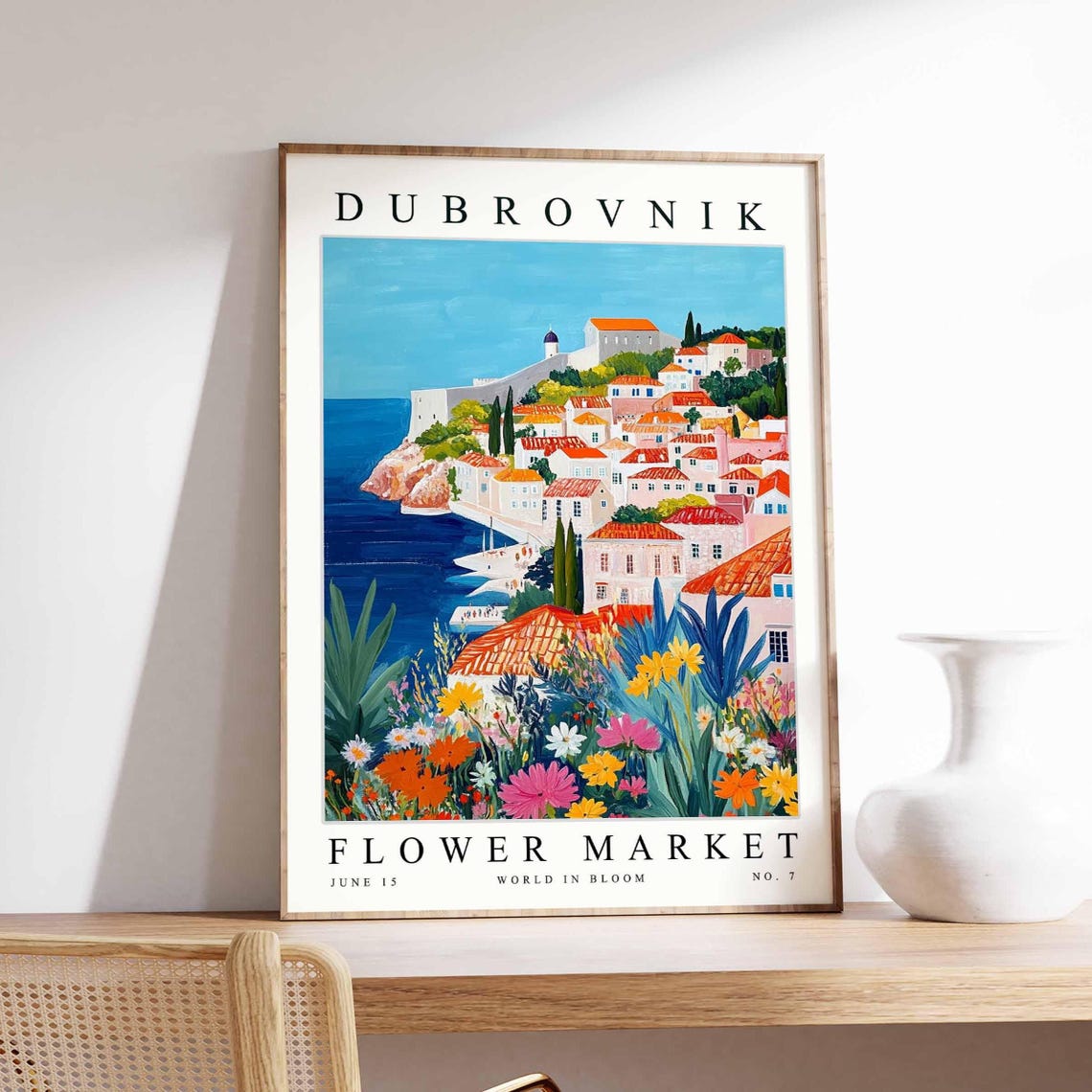 Dubrovnik Flower Market Cliffside Old Town Coast Bloom Poster