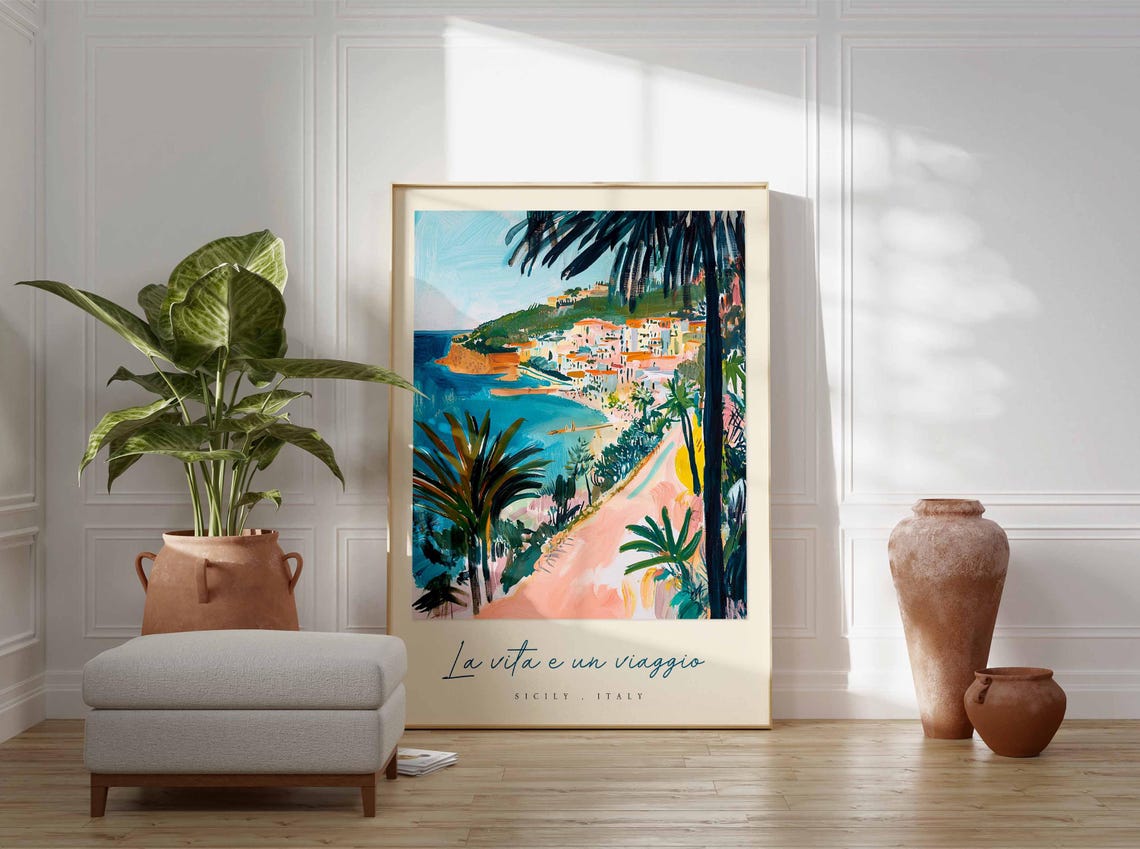 Sicily Poster Italian Travel Print Sicily Travel Art Sicily Wall Art Italy Art Italy Travel Decor Italian Travel Gift - Image 3