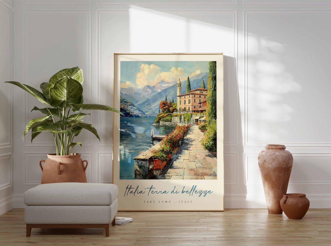 Lake Como Poster Italian Travel Print Lake Como Travel Art Lake Como Wall Art Italy Art Italy Travel Decor Italian Travel Gift - Image 3