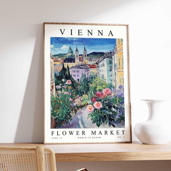 Vienna Austria Flower Market Rose Garden Painterly Travel Poster