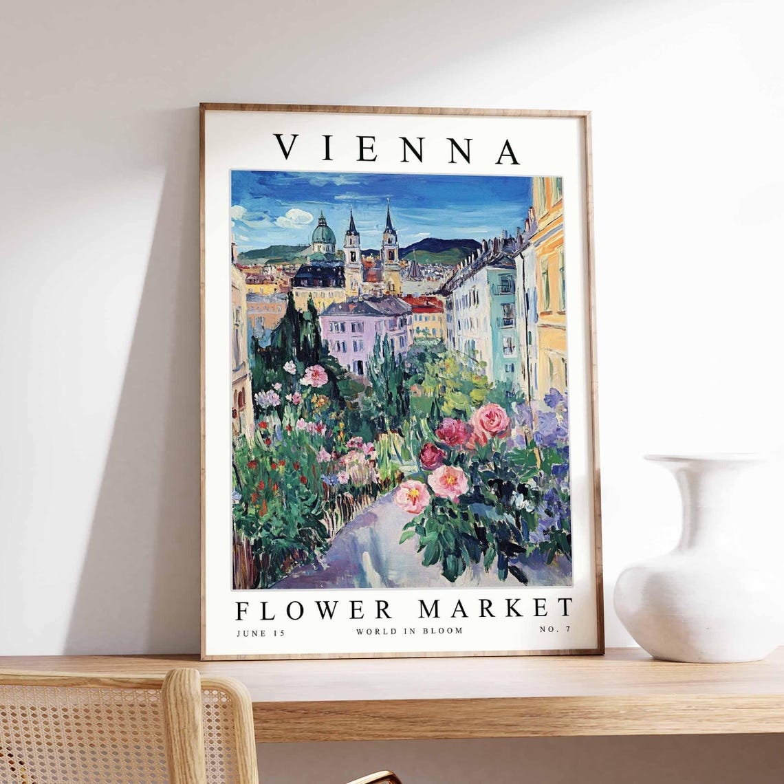 Vienna Austria Flower Market Rose Garden Painterly Travel Poster
