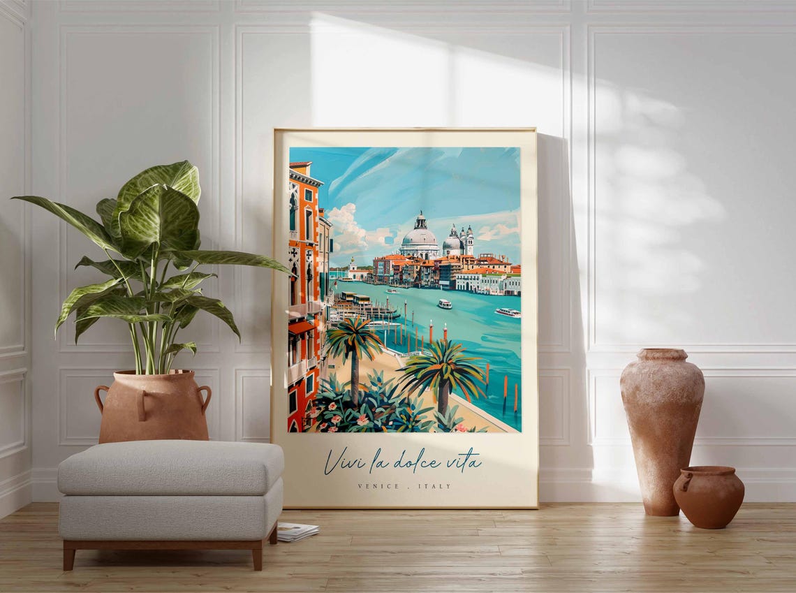 Venice Poster Italian Travel Print Venice Travel Art Venice Wall Art Italy Art Italy Travel Decor Italian Travel Gift - Image 3