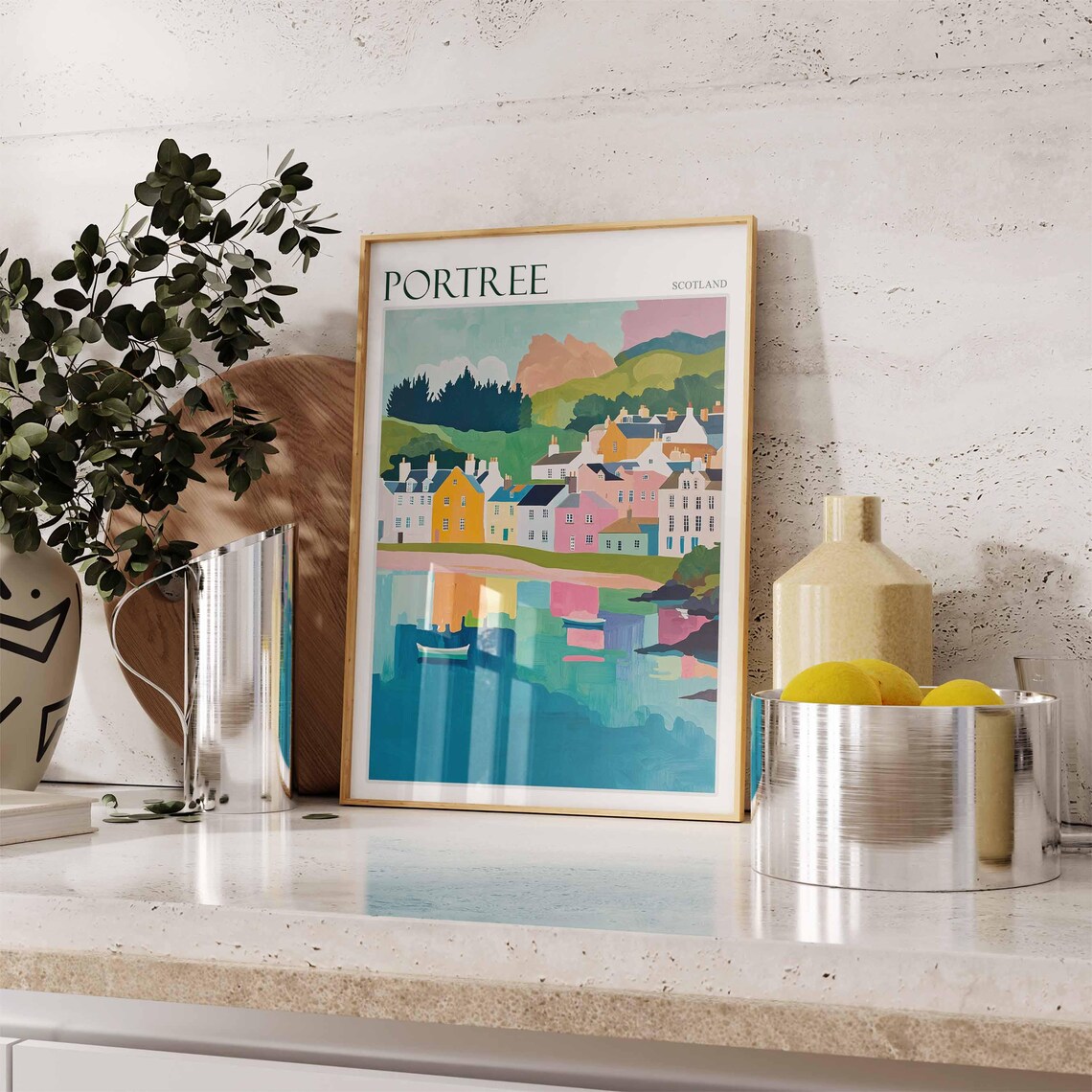 Portree Scotland Waterfront Houses Reflection Vintage Travel Poster - Image 3