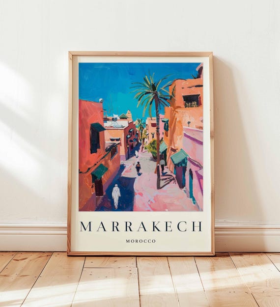 Marrakech Poster Morocco Travel Print North Africa Wall Art Souk Decor Marrakechtravel Gift Marrakechdecor