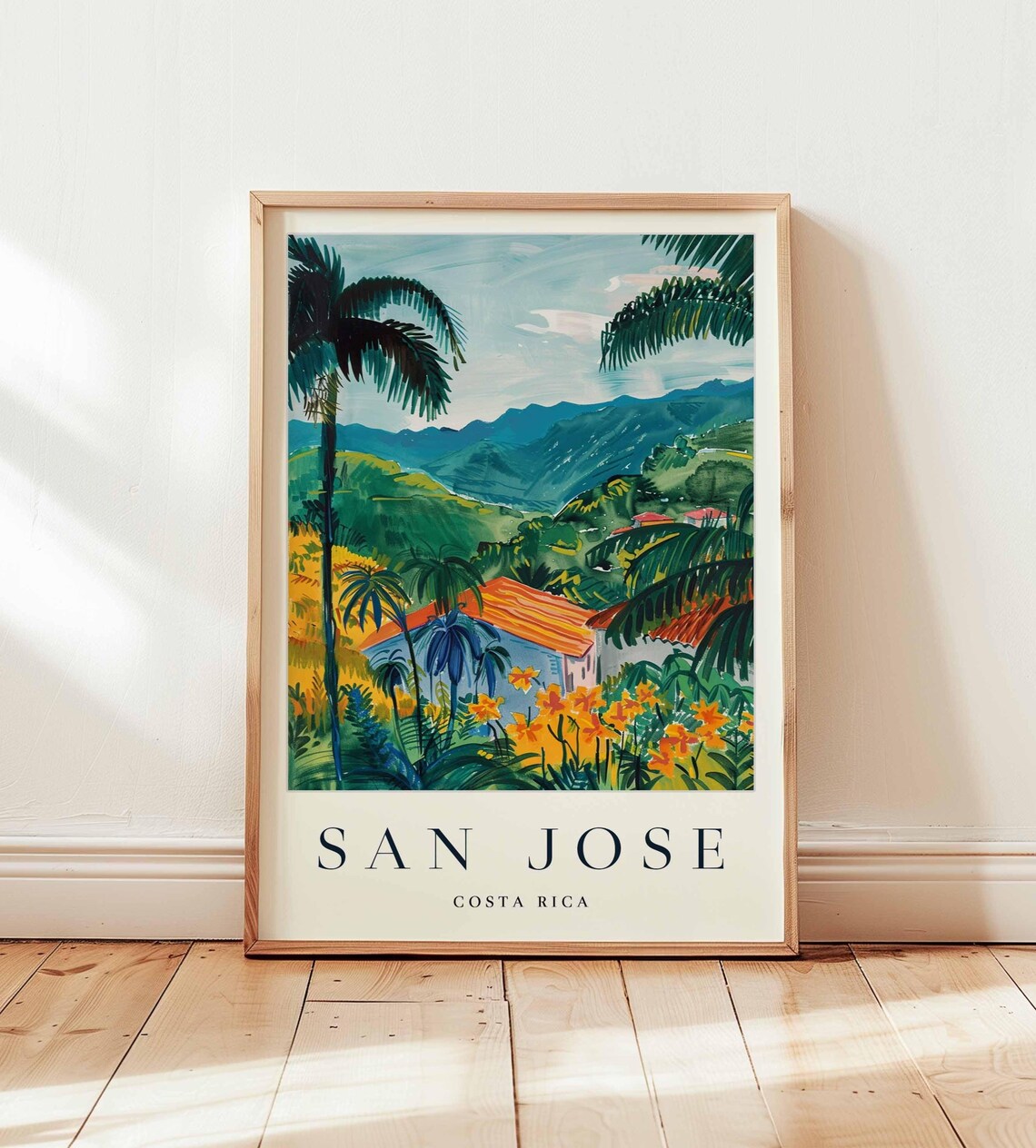 San Jose Costa Rica Tropical Mountains Flowers Scenic Travel Poster