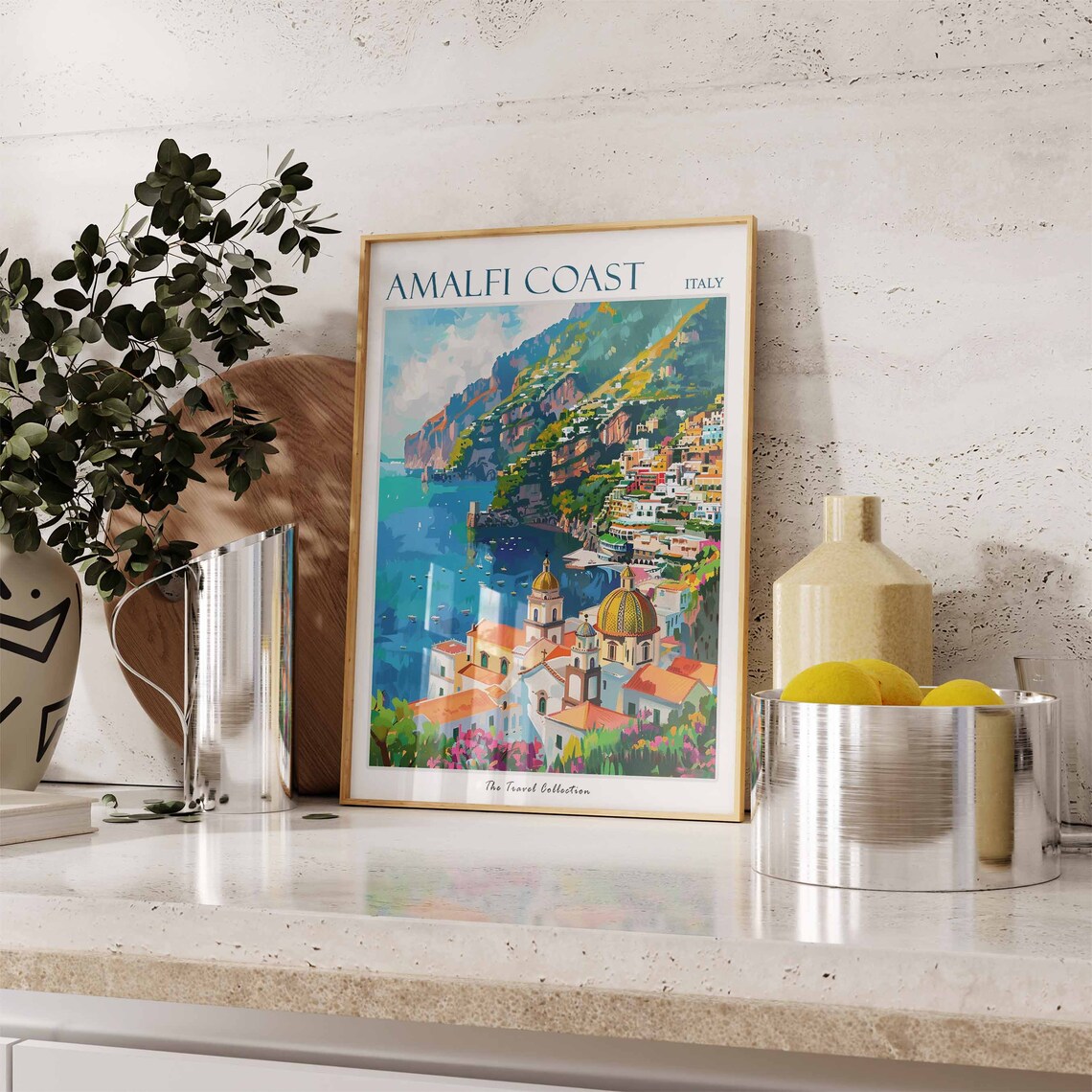Amalfi Coast Poster Amalfi Travel Print Italy Travel Poster Tropical Decor Beach Art Travel Gift Floral Print Botanical Print - Image 2