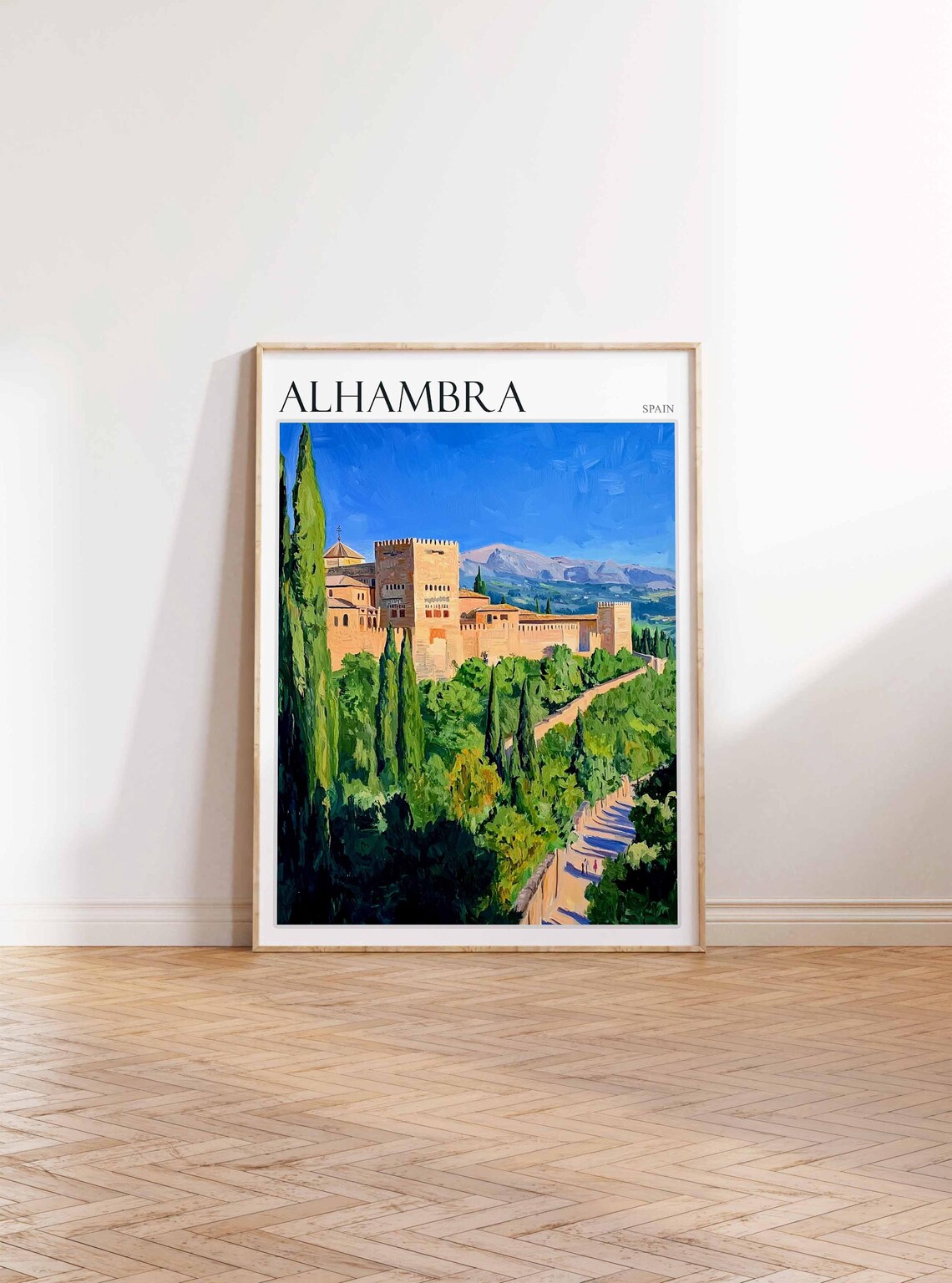 Alhambra Spain Golden Hour Fortress Mountains Vintage Travel Poster - Image 3