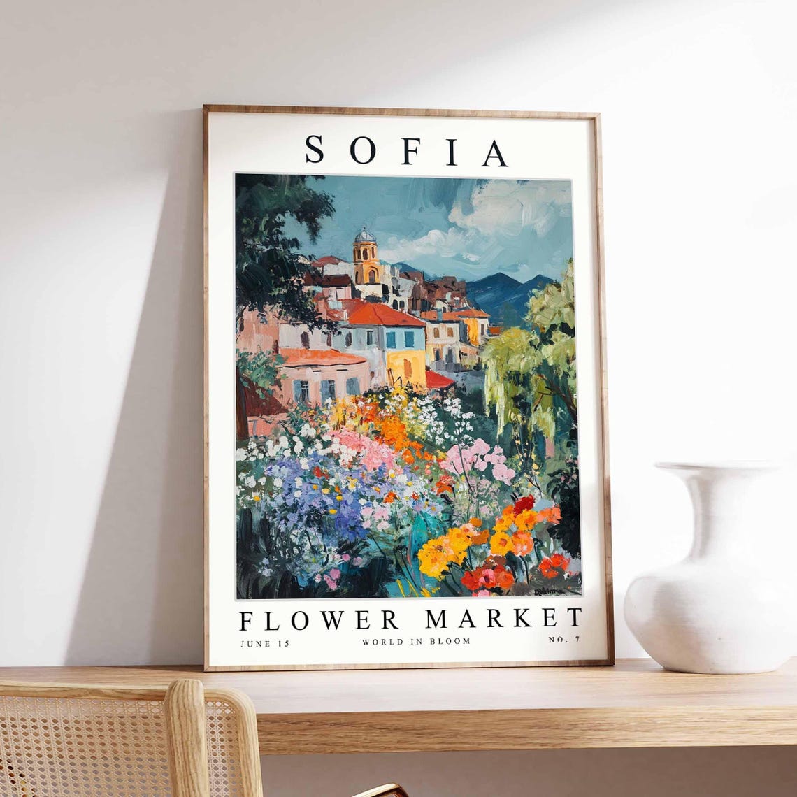 Sofia Flower Market Mountain Town Yellow Tower Meadow Poster