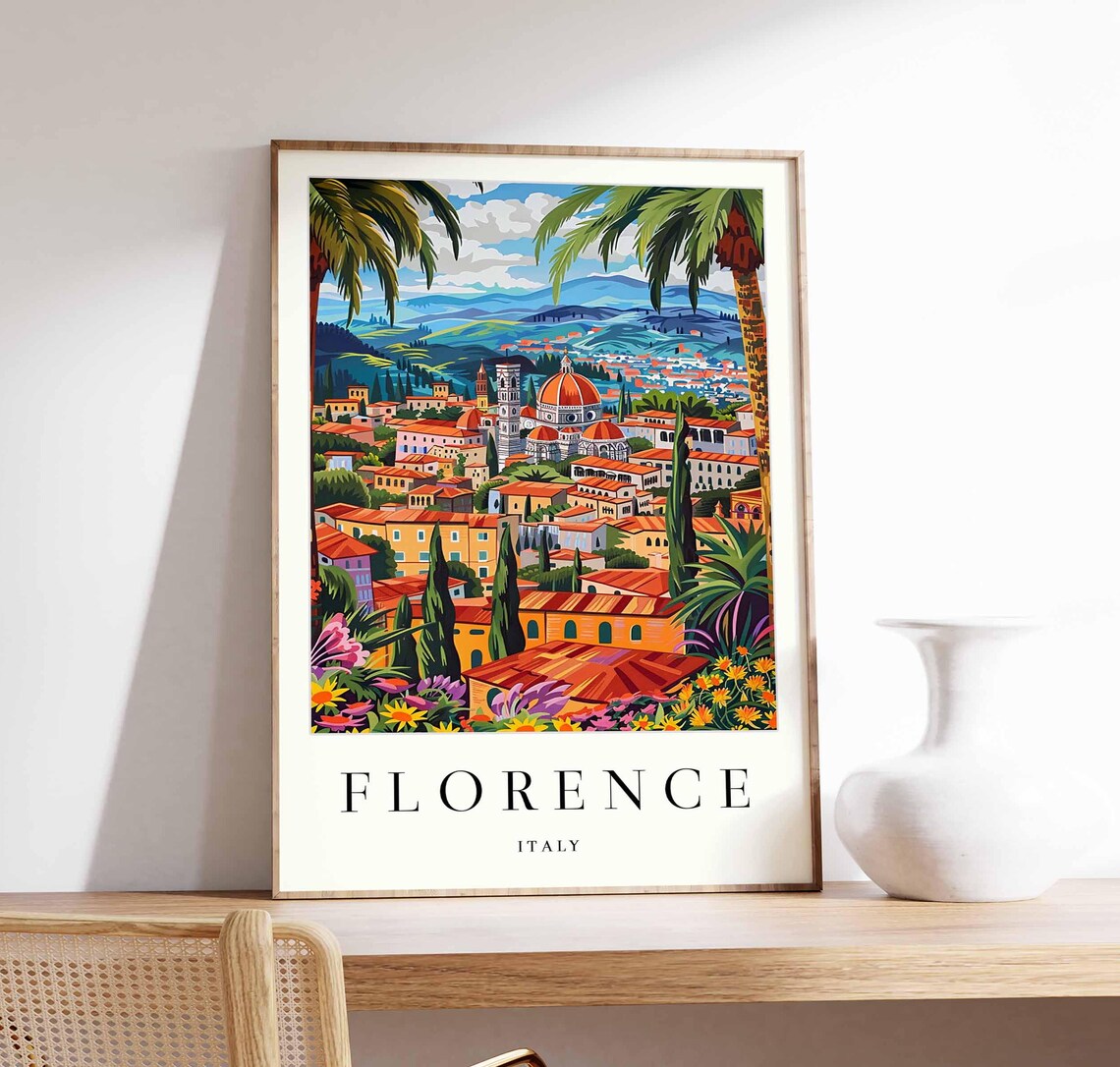 Florence Italy Panorama Travel Poster Tuscan Duomo Cityscape