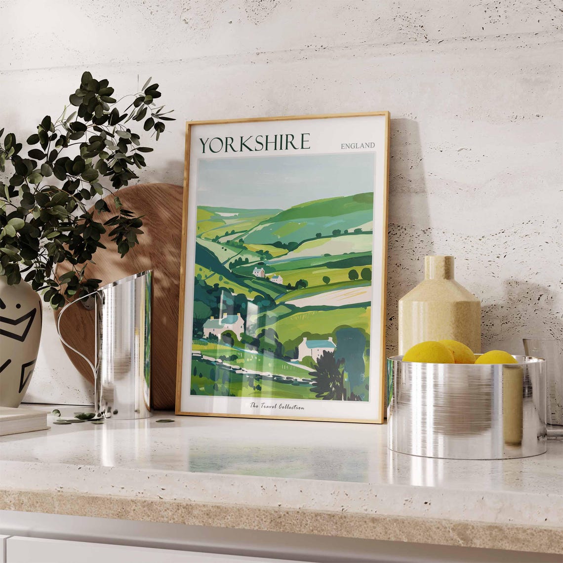 Yorkshire Green Rolling Hills Farmhouse Valley Scenic Poster - Image 3