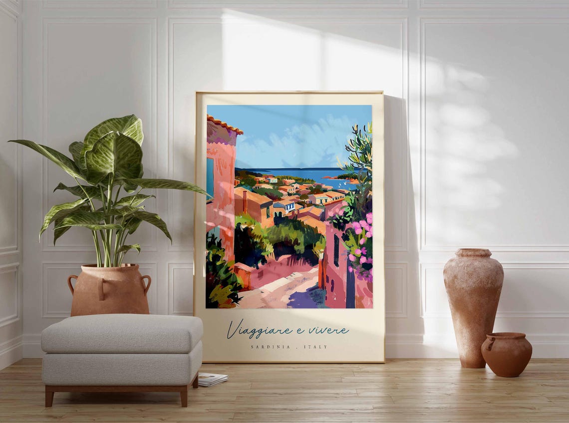 Sardinia Poster Italian Travel Print Sardinia Travel Art Sardinia Wall Art Italy Art Italy Travel Decor Italian Travel Gift - Image 3