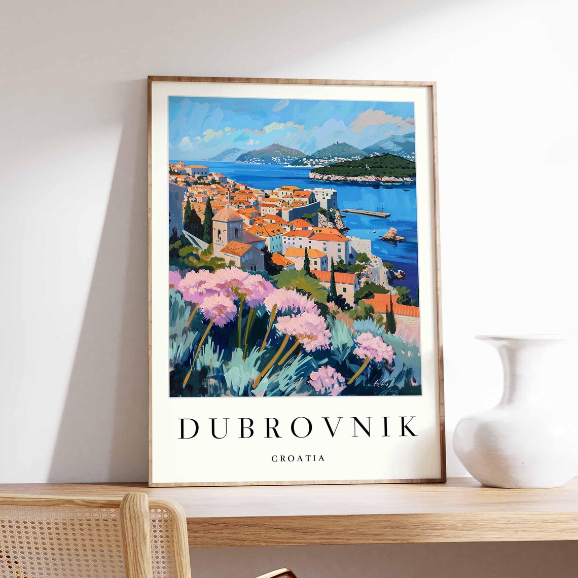 Dubrovnik Croatia Old Town Adriatic Coast Red Roofs Travel Poster