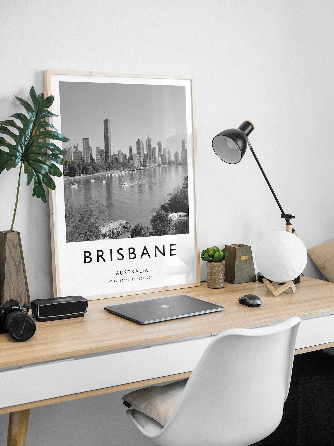 Brisbane Travel Poster, Australia Black and White - Image 2