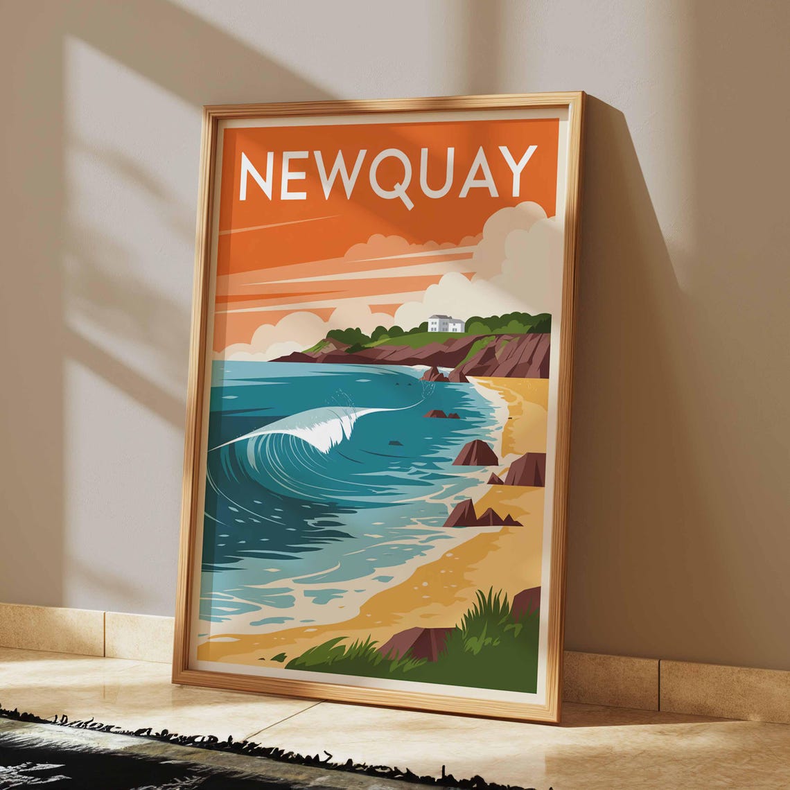 Newquay Print Coastal Travel Poster Cornwall Travel Print Coastal Wall Art Seaside Art Coastal Gift Uk Coast Art Uk Travel Poster - Image 2