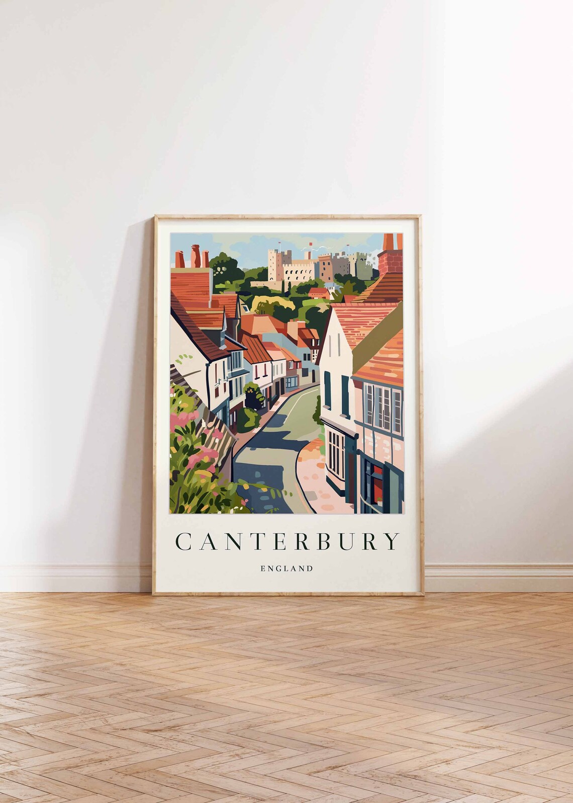 Canterbury Poster Canterbury Travel Print England Wall Art British Travel Print Tropical Decor City Print Canterbury Travel Poster - Image 2