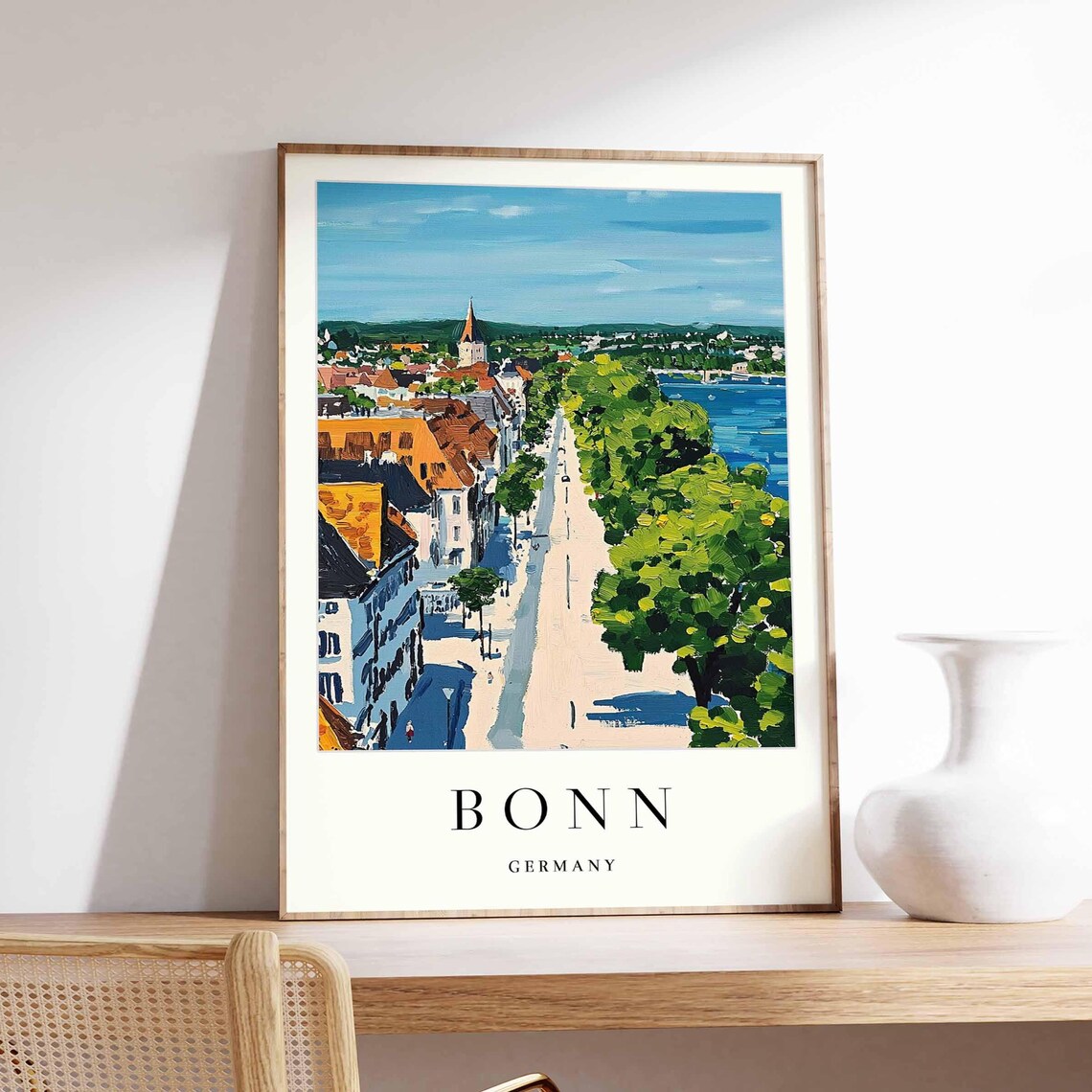 Bonn Germany Travel Poster Rhine River City Print
