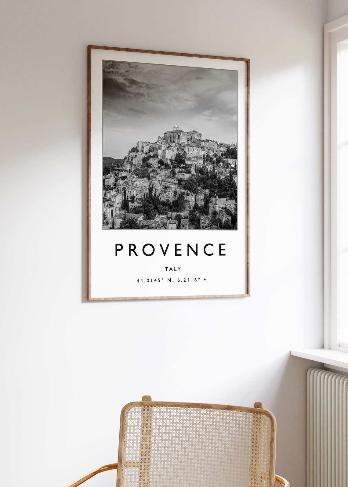 Provence Italy Hilltop Village Black and White Travel Poster - Image 3