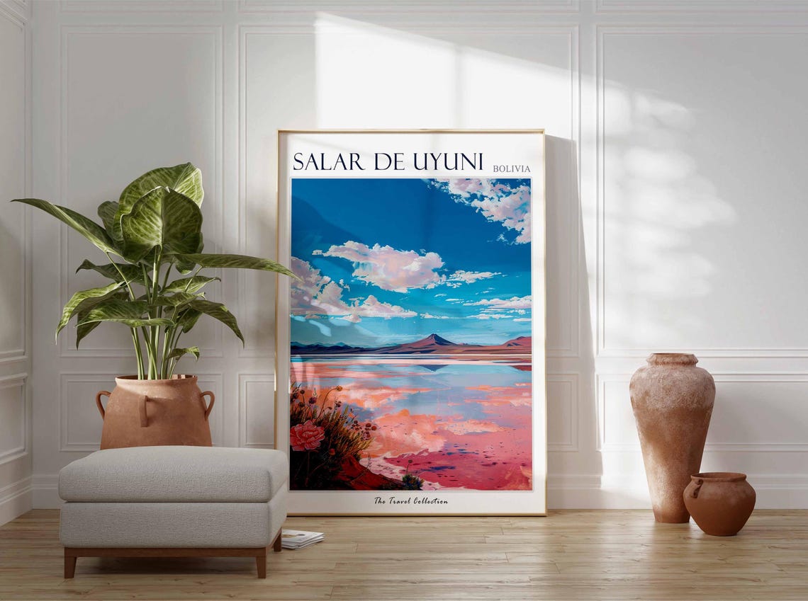 Salar De Uyuni Poster Bolivia Travel Print Bolivian Decor South America Travel Poster Salar De Uyuni Gift Salar De Uyuni Travel Poster - Image 2