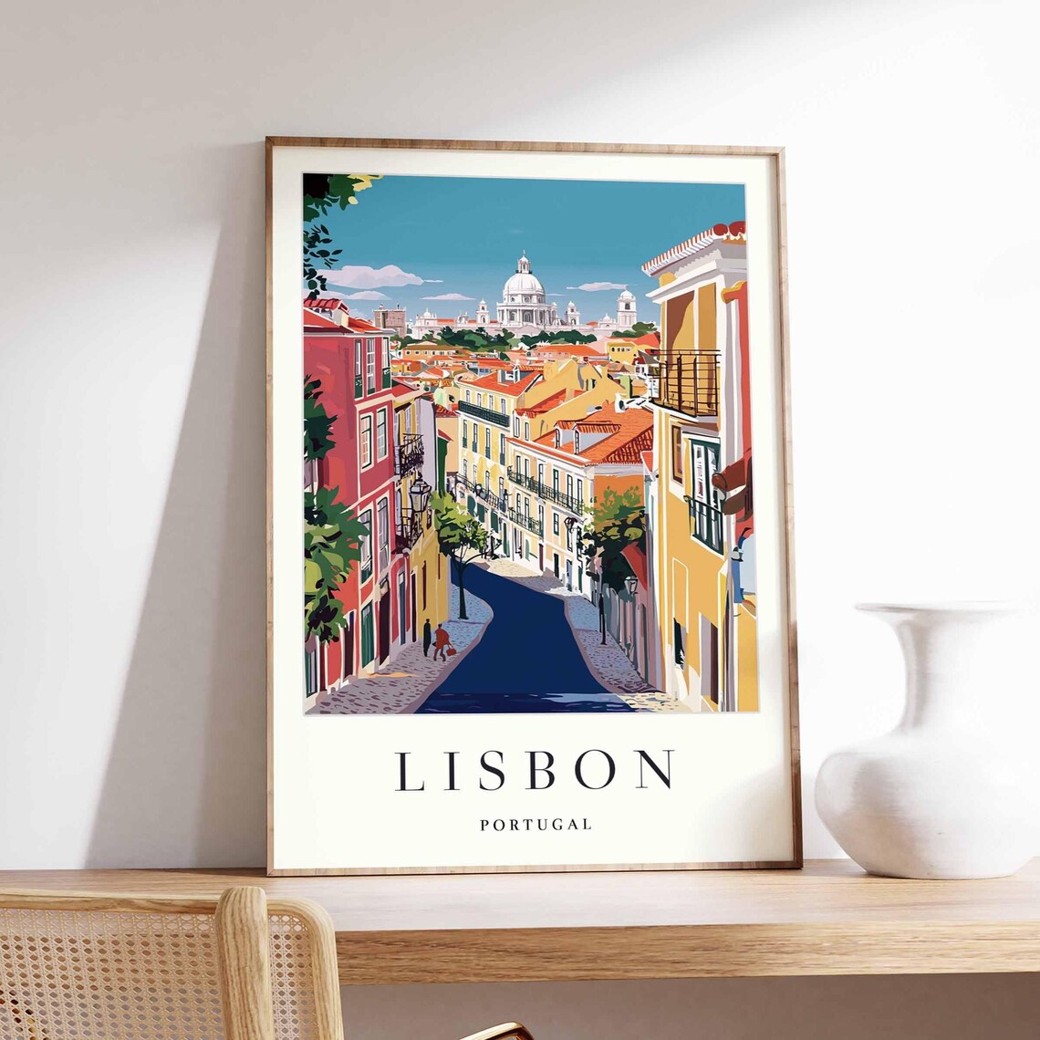 Lisbon Cityscape Poster Minimalist Portugal Travel Print