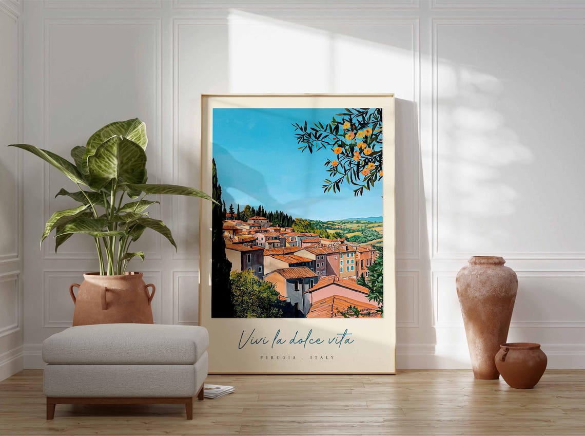 Perugia Poster Italian Travel Print Perugia Travel Art Perugia Wall Art Italy Art Italy Travel Decor Italian Travel Gift - Image 3