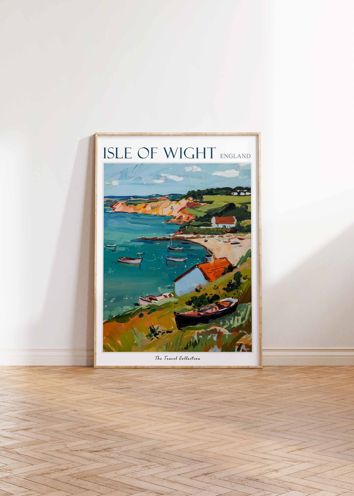 Isle of Wight England Bay with Boats and Cliffs Scene Poster - Image 2