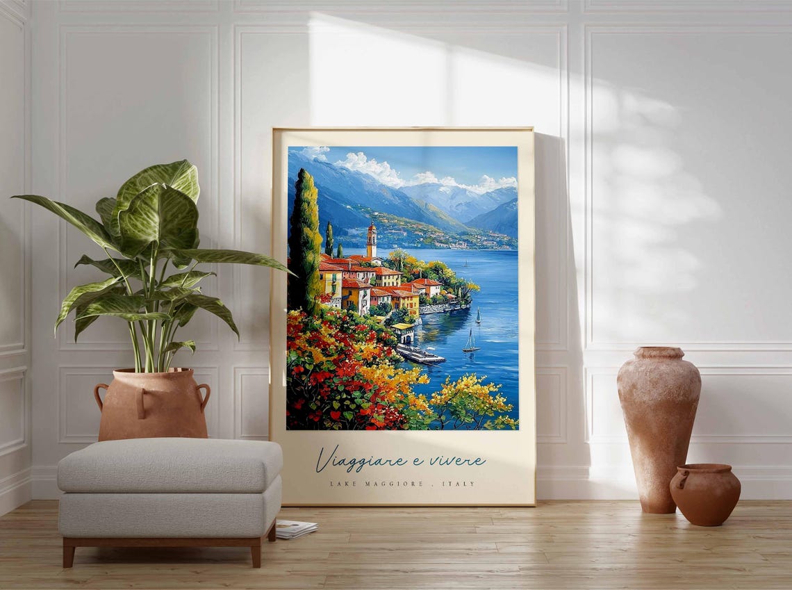 Lake Maggiore Poster Italian Travel Print Lake Maggiore Travel Art Lake Maggiore Wall Art Italy Art Italy Travel Decor Travel Gift - Image 3
