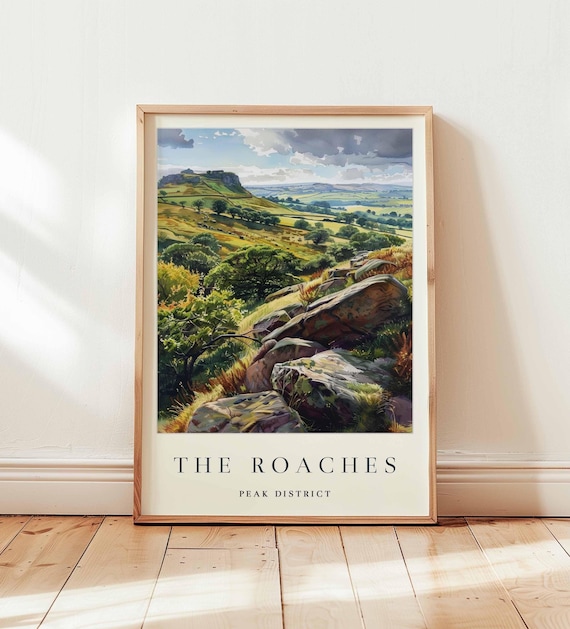 The Roaches Peak District Rocky Ridge Landscape Painting Poster