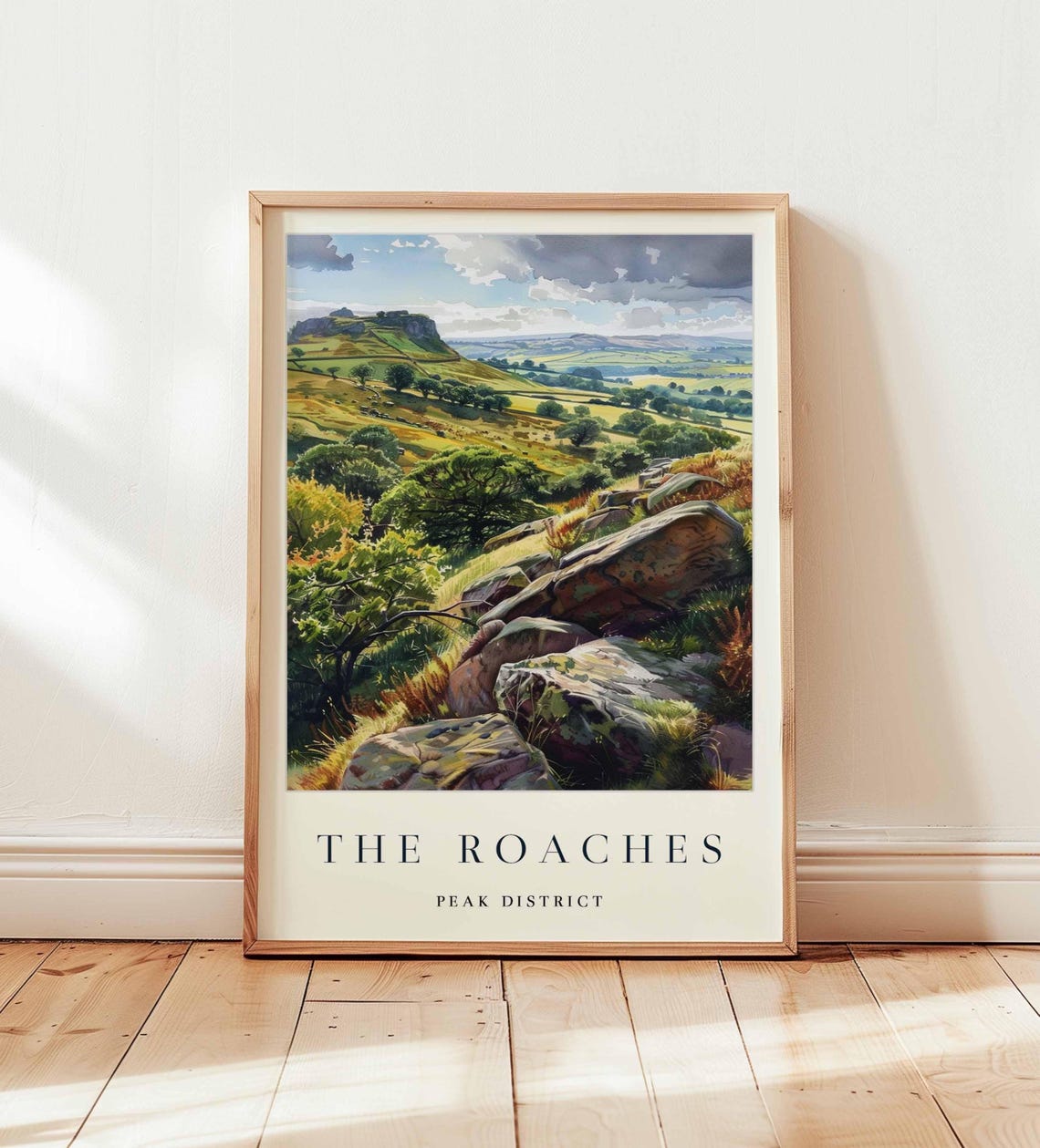 The Roaches Peak District Rocky Ridge Landscape Painting Poster