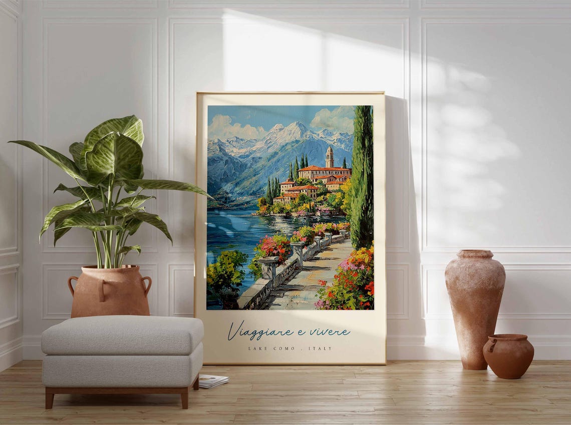 Lake Como Poster Italian Travel Print Lake Como Travel Art Lake Como Wall Art Italy Art Italy Travel Decor Italian Travel Gift - Image 3