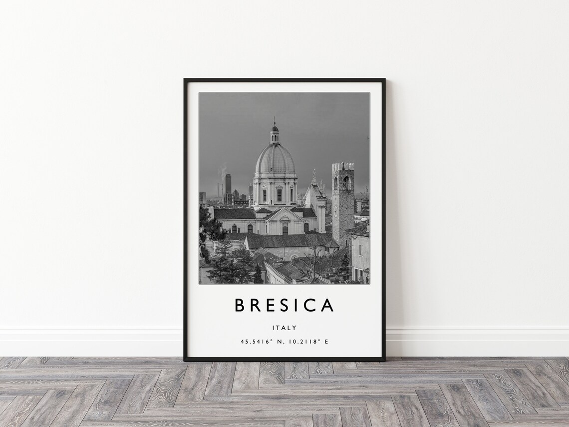 Brescia Italy Black and White Cathedral Dome Photo Travel Poster - Image 2