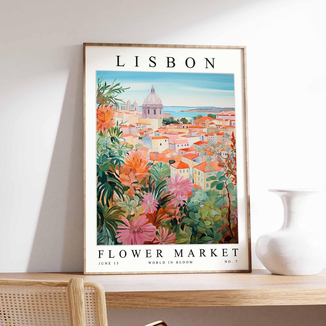 Lisbon Flower Market Poster Lisbonprint Portuguese Floral Wall Art Lisbonfloral Decor Botanical Europe Travel Print