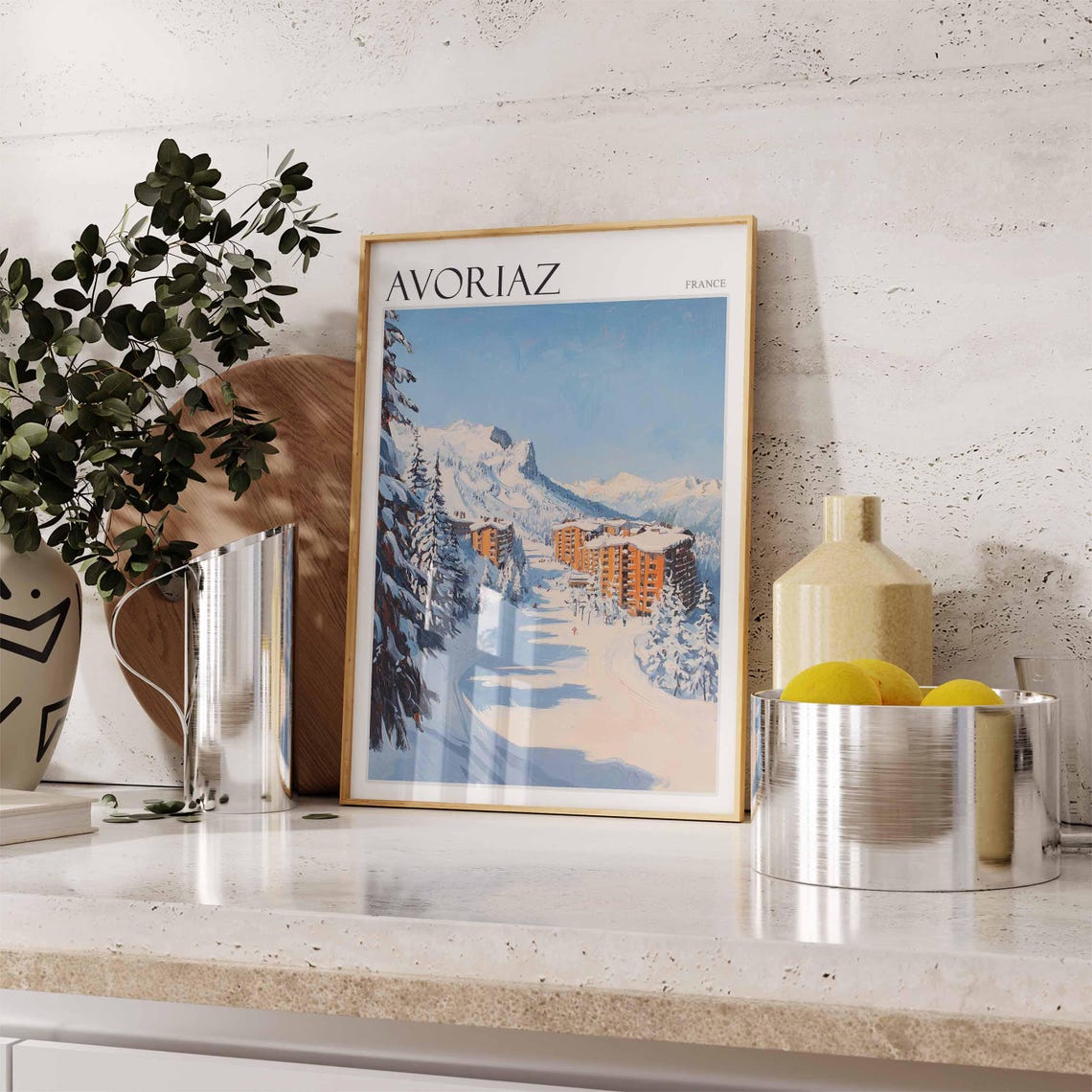 Skiing Travel Poster Skiing Art Avoriaz Poster Avoriaz Print French Alps Decor Winter Print Avoriaz Travel Print Avoriaz Ski Poster - Image 3
