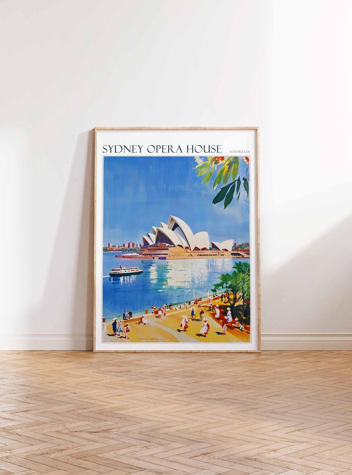 Sydney Opera House Australia Promenade Crowds Ferry Vintage Travel Poster - Image 2