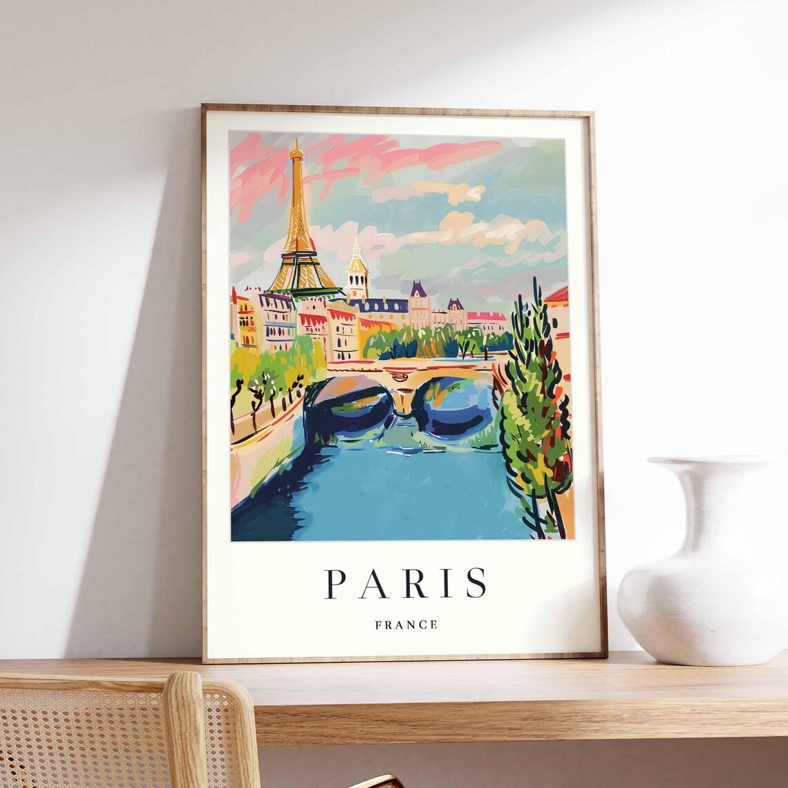 Minimalist Paris Print French City Skyline Travel Poster