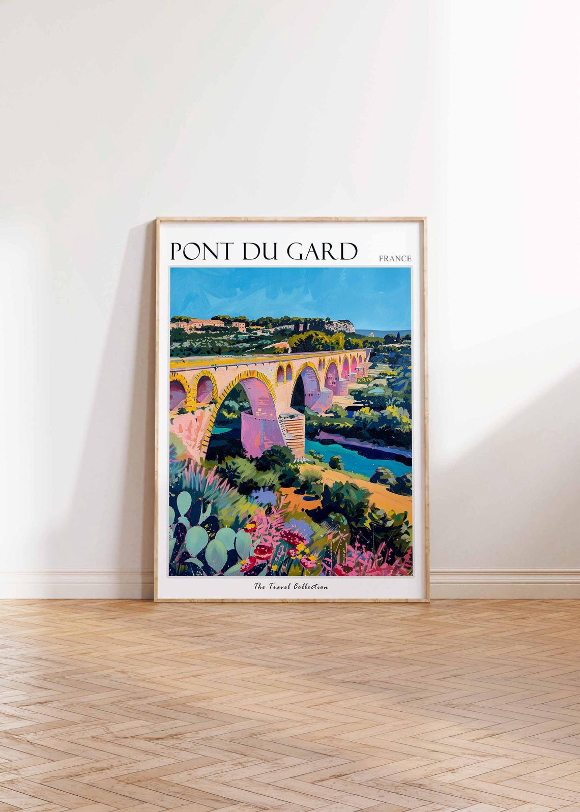 Pont Du Gard Poster France Travel Print French Decor Europe Travel Poster European Wall Art Botanical Print Pont Du Gard Travel Poster - Image 2